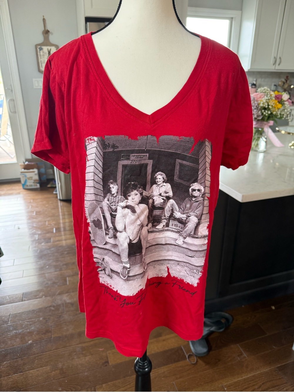Red Graphic V-Neck Golden Girls' Shirt -  Photo Print size 14